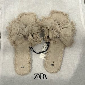 Zara Linen Beige Sandals